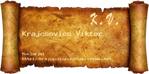 Krajcsovics Viktor névjegykártya